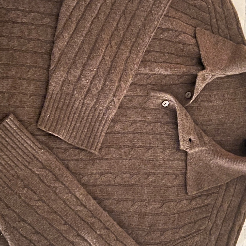 Allen Solly 100% cashmere light brown men’s sweater w/ collar XL - Picture 4 of 4